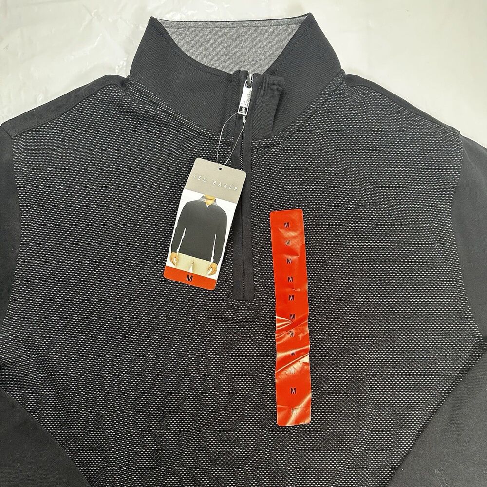 Ted Baker Quarter Zip Men’s Textured Pullover NWT Size M - Picture 2 of 4